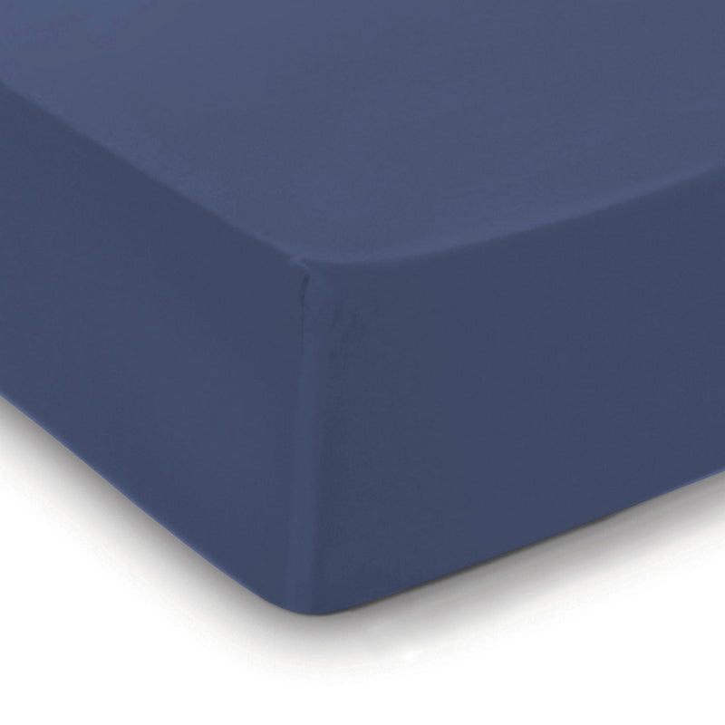 Lace - Drap-Housse Satin De Coton Uni Bleu Marine