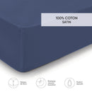 Lace - Drap-Housse Satin De Coton Uni Bleu Marine
