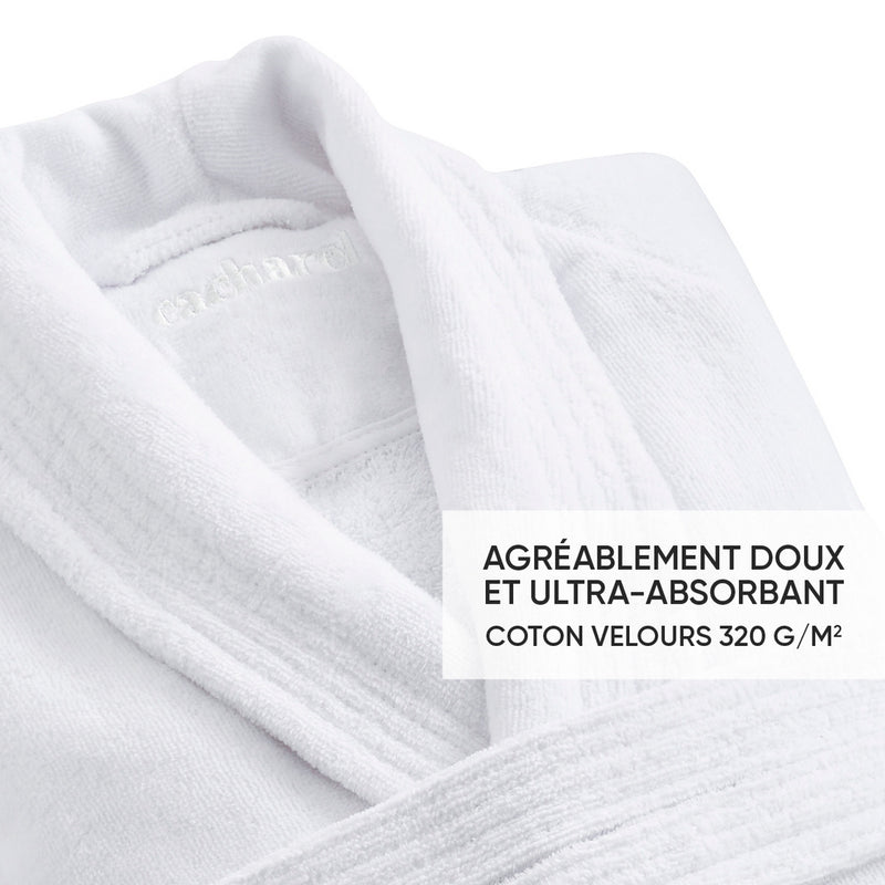 Peignoir Avec Col Châle En Coton Ultra Absorbant - Blanc
