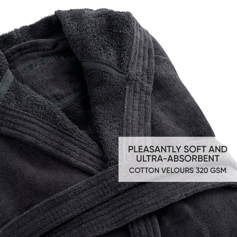 Peignoir Avec Capuche En Coton Ultra Absorbant - Gris Foncé