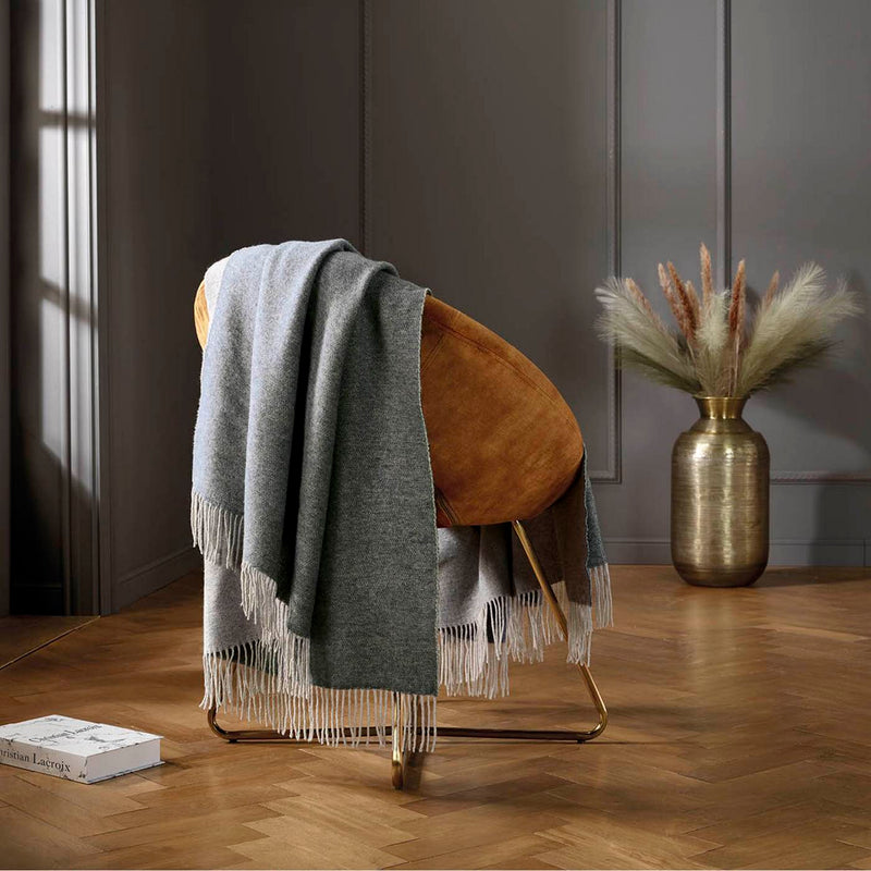 Plaid Tissé Cachemire - Gris Foncé/Gris Clair