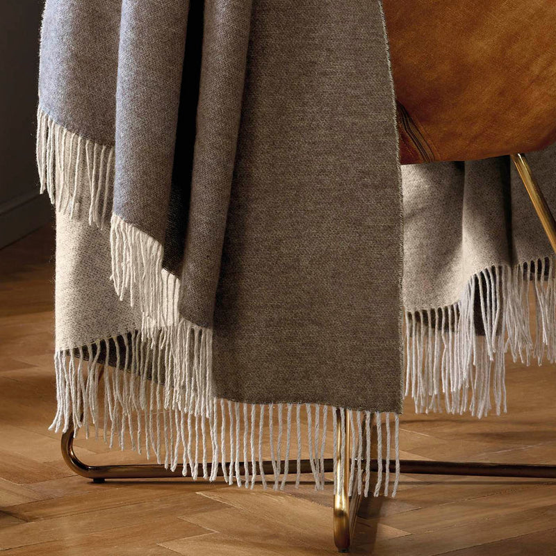 Plaid Tissé Cachemire - Bleu Clair/Marron Clair