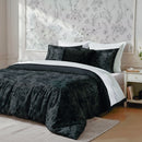 Flore - Housse De Couette + 1 Ou 2 Taie(S) D'Oreiller Satin De Coton Flore Noir / Gris