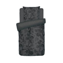 Flore - Housse De Couette + 1 Ou 2 Taie(S) D'Oreiller Satin De Coton Flore Noir / Gris