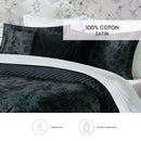 Flore - Housse De Couette + 1 Ou 2 Taie(S) D'Oreiller Satin De Coton Flore Noir / Gris