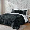 Flore - Housse De Couette + 1 Ou 2 Taie(S) D'Oreiller Satin De Coton Flore Noir / Gris