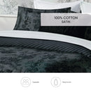 Flore - Housse De Couette + 1 Ou 2 Taie(S) D'Oreiller Satin De Coton Flore Noir / Gris