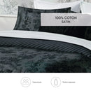 Flore - Housse De Couette + 1 Ou 2 Taie(S) D'Oreiller Satin De Coton Flore Noir / Gris