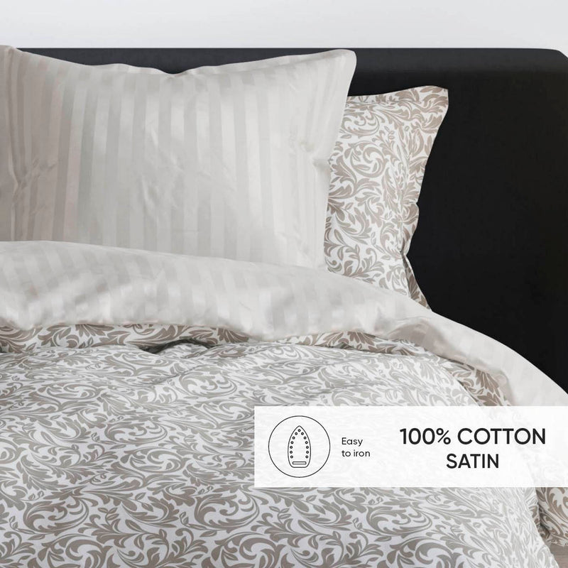 Romanesque - Set De 2 Taies D'Oreiller Satin De Coton Romanesque Taupe