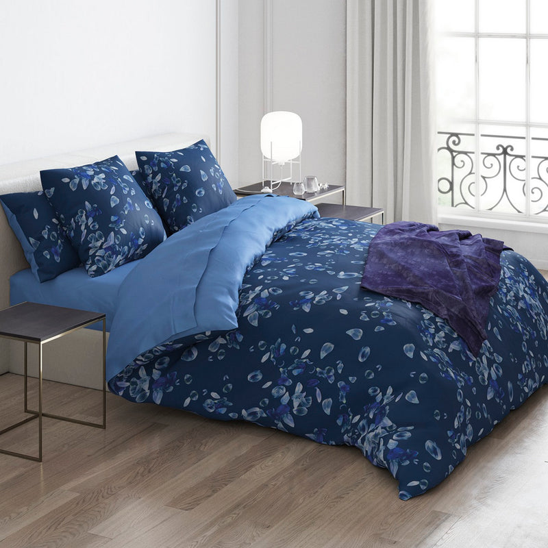 Aurore - Drap Plat Satin De Coton Uni Bleu