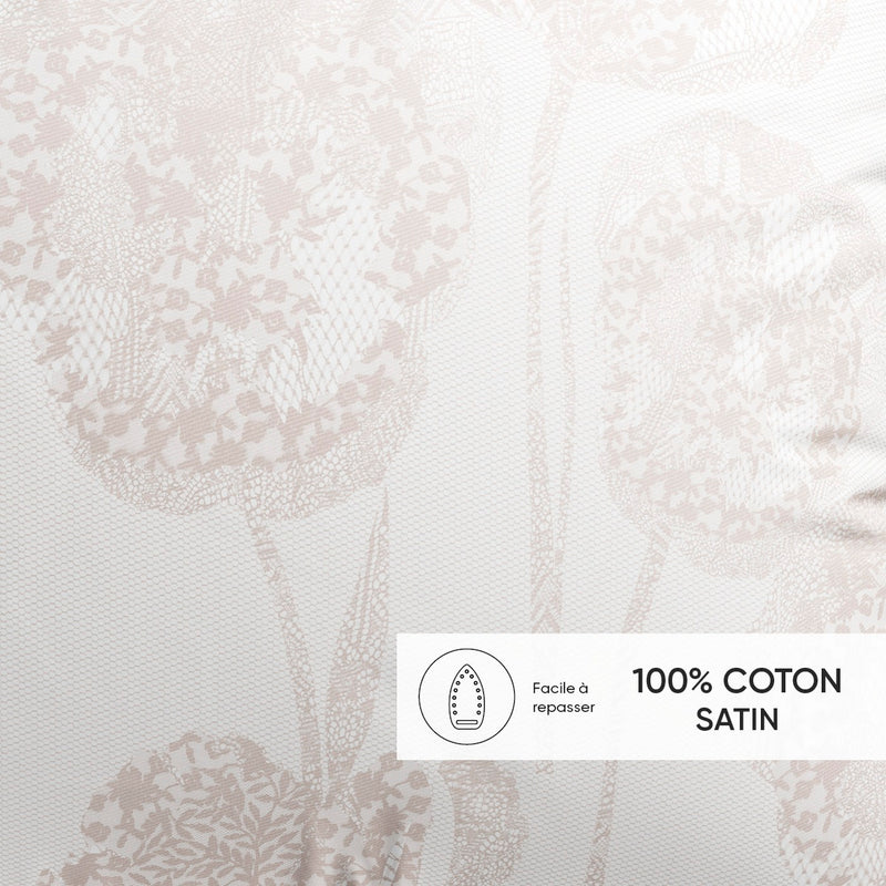 Lace - Set De 2 Taies D'Oreiller Satin De Coton Lace Taupe