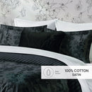 Flore - Set De 2 Taies D'Oreiller Satin De Coton Flore Noir / Gris
