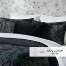 Flore - Set De 2 Taies D'Oreiller Satin De Coton Flore Noir / Gris