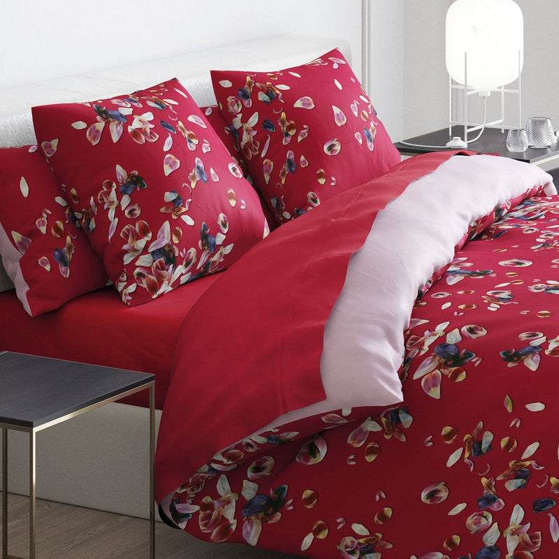 Aurore - Housse De Couette + 1 Ou 2 Taie(S) D'Oreiller Satin De Coton Aurore Rouge