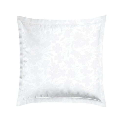 Jacquard - Set De 2 Taies D'Oreiller Satin De Coton Tissé Jacquard Petites Fleurs Blanc