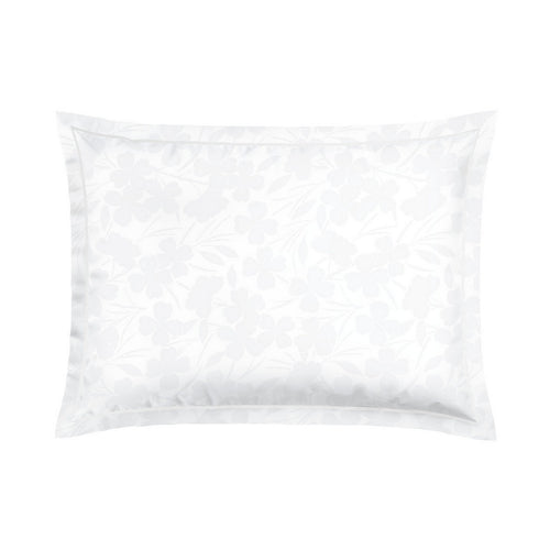 Jacquard - Taie D'Oreiller Satin De Coton Tissé Jacquard Petites Fleurs Blanc
