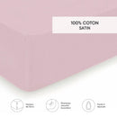 Aurore - Drap-Housse Satin De Coton Uni Rose Clair