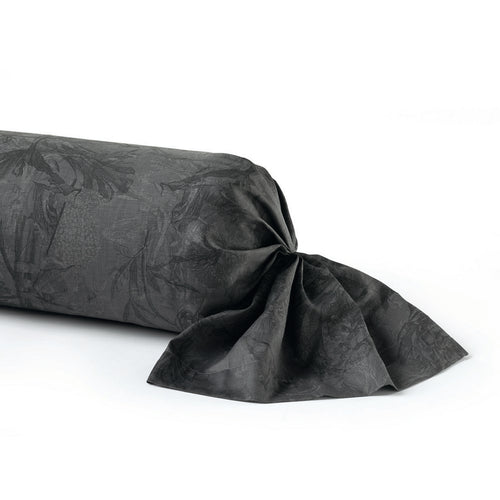 Flore - Taie De Traversin Satin De Coton Flore Noir / Gris