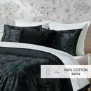 Flore - Taie De Traversin Satin De Coton Flore Noir / Gris