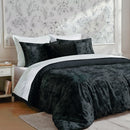 Flore - Taie De Traversin Satin De Coton Flore Noir / Gris