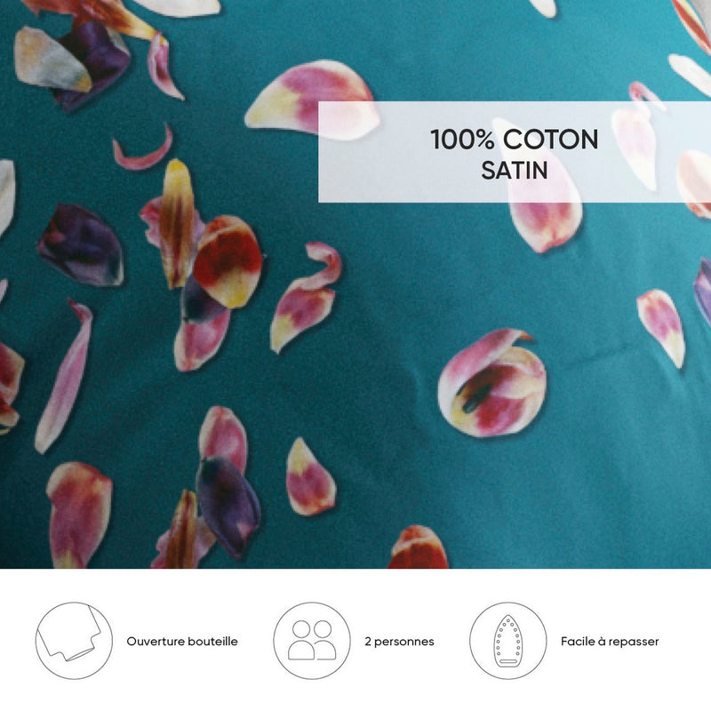 Aurore - Housse De Couette + 1 Ou 2 Taie(S) D'Oreiller Satin De Coton Aurore Vert