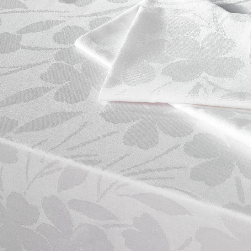 Jacquard - Set De 4 Serviettes Tissé Jacquard Petites Fleurs Blanc