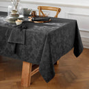 Jacquard - Nappe Tissé Jacquard Petites Fleurs Gris Foncé