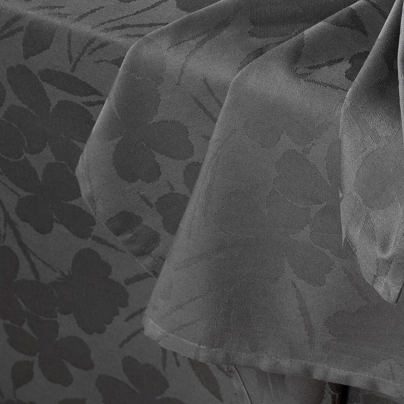 Jacquard - Set De 4 Serviettes Tissé Jacquard Petites Fleurs Gris Foncé