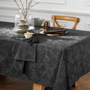 Jacquard - Set De 4 Serviettes Tissé Jacquard Petites Fleurs Gris Foncé