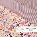 Fleurs Des Champs - Set De 2 Taies D'Oreiller Satin De Coton Fleurs Des Champs Bordeaux