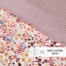 Fleurs Des Champs - Set De 2 Taies D'Oreiller Satin De Coton Fleurs Des Champs Bordeaux