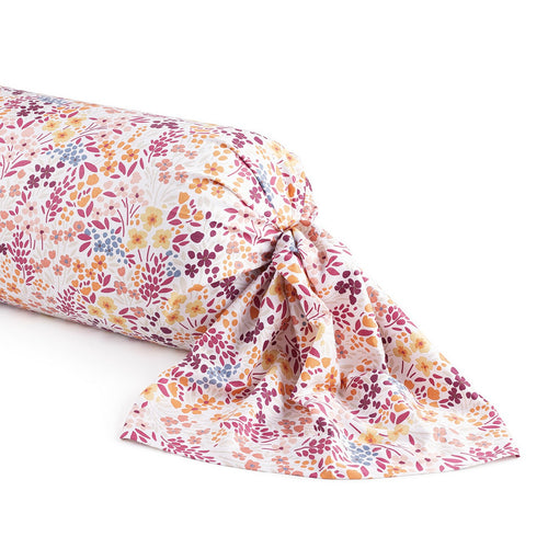 Fleurs Des Champs - Taie De Traversin Satin De Coton Fleurs Des Champs Bordeaux