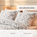Jardin Du Colibri - Housse De Couette + 1 Ou 2 Taie(S) D'Oreiller Satin De Coton Jardin Du Colibri Noir Gris