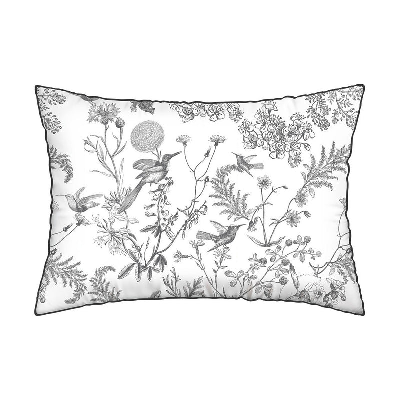 Jardin Du Colibri - Set De 2 Taies D'Oreiller Satin De Coton Jardin Du Colibri Noir Gris