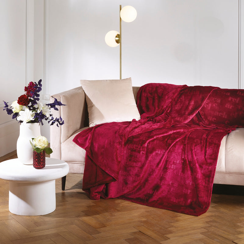 Signature - Maxi Plaid/Couvre-Lit Dessin: Signature Bordeaux