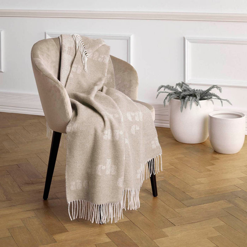 Signature - Plaid Tissé En Cachemire Signature Taupe