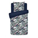 Bouquet De Nuit - Housse De Couette + 1 Ou 2 Taie(S) D'Oreiller Satin De Coton Bouquet De Nuit Bleu Foncé