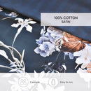 Bouquet D'Hortensias - Housse De Couette + 1 Ou 2 Taie(S) D'Oreiller Satin De Coton Bouquet D'Hortensias Bleu Foncé