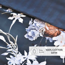 Bouquet D'Hortensias - Set De 2 Taies D'Oreiller Satin De Coton Bouquet D'Hortensias Bleu Foncé