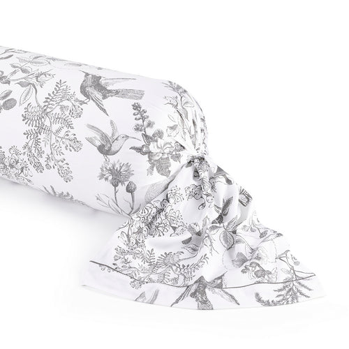 Jardin Du Colibri - Taie De Traversin Satin De Coton Jardin Du Colibri Noir Gris