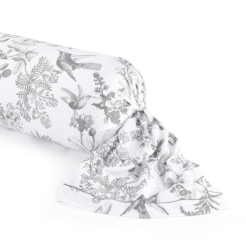 Jardin Du Colibri - Taie De Traversin Satin De Coton Jardin Du Colibri Noir Gris