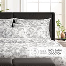 Jardin Du Colibri - Taie De Traversin Satin De Coton Jardin Du Colibri Noir Gris