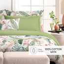 Palma - Drap Plat Satin De Coton Marie Fleurs Vert