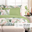 Palma - Drap Plat Satin De Coton Marie Fleurs Vert