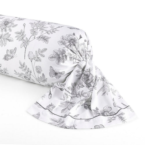 Envolée De Papillons - Taie De Traversin Satin De Coton Envolée De Papillons Blanc