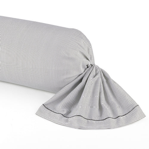 Envolée De Papillons - Taie De Traversin Satin De Coton Rayures Fines Gris