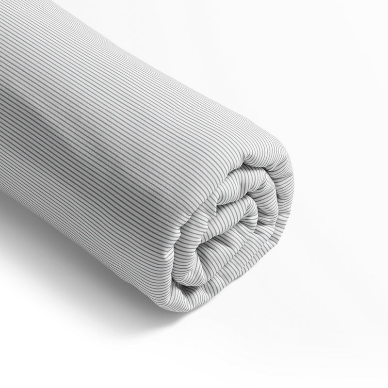 Envolée De Papillons - Drap-Housse Satin De Coton Rayures Fines Gris