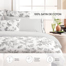 Envolée De Papillons - Drap-Housse Satin De Coton Rayures Fines Gris