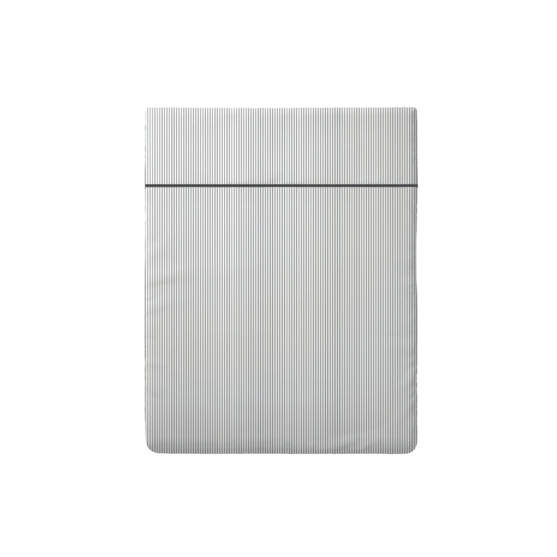 Envolée De Papillons - Drap Plat Satin De Coton Rayures Fines Blanc