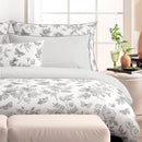 Envolée De Papillons - Drap Plat Satin De Coton Rayures Fines Blanc